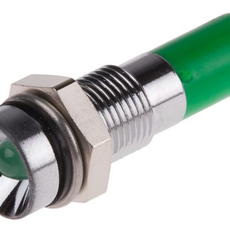 Indicatore da pannello RS PRO Verde  a LED, 24V cc, IP67, Ad incasso, foro da 6mm