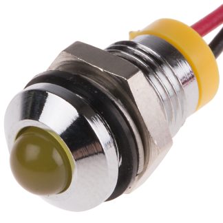Indicatore da pannello RS PRO Giallo  a LED, 2V cc, IP67, Sporgente, foro da 8mm
