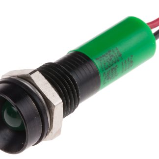 Indicatore da pannello RS PRO Verde  a LED, 24V cc, IP67, Ad incasso, foro da 8mm