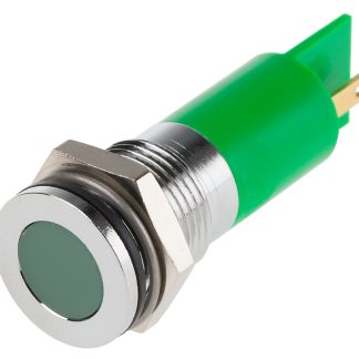 Indicatore da pannello RS PRO Verde  a LED, 110V cc, IP67, A filo, foro da 14mm