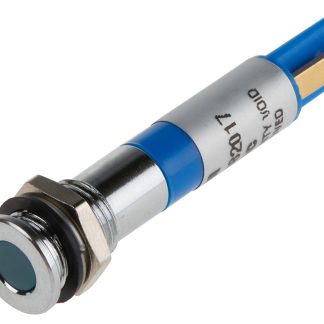 Indicatore da pannello RS PRO Blu  a LED, 24V cc, IP67, A filo, foro da 8mm