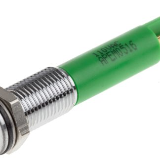 Indicatore da pannello RS PRO Verde  a LED, 110V ca, IP67, A filo, foro da 8mm