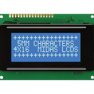 Display monocromatico LCD Midas, Alfanumerico, 4x16 caratteri, interfaccia 8 bit