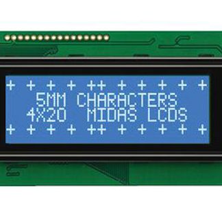 Display monocromatico LCD Midas, Alfanumerico, 4x20 caratteri, interfaccia 8 bit