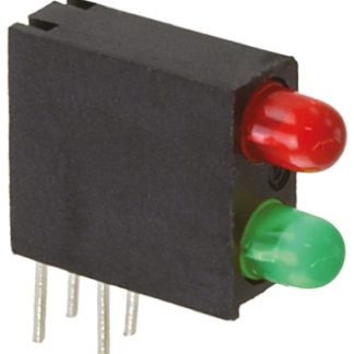 Indicatore LED per PCB Verde, rosso Dialight, 60 °, 2 LEDs, Right-angle, 20 V, Montaggio con foro passante