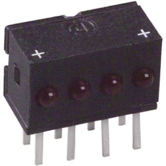 Indicatore LED per PCB Rosso Dialight, 40 °, 4 LEDs, Right-angle, 2 V, Montaggio con foro passante