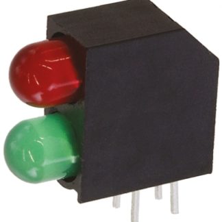 Indicatore LED per PCB Verde, rosso Dialight, 50 °, 2 LEDs, Right-angle, 2 V, 2,2 V, Montaggio con foro passante