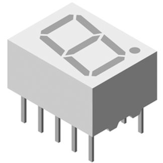 Display LED a 7 segmenti a segm. Vishay, H. 10mm, 7 x 9.7mm, 6,8 mcd, col. Verde