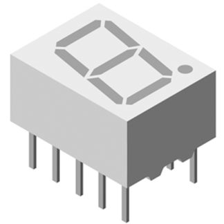 Display LED a 7 segmenti a segm. Vishay, H. 10mm, 7 x 9.7mm, 4,5 mcd, col. Rosso-arancione