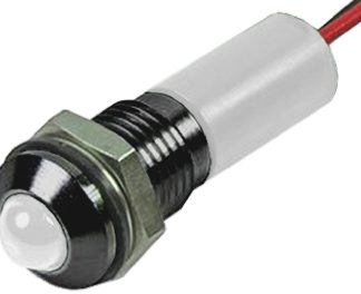 Indicatore da pannello RS PRO Bianco  a LED, 24V cc, IP67, Sporgente, foro da 6mm