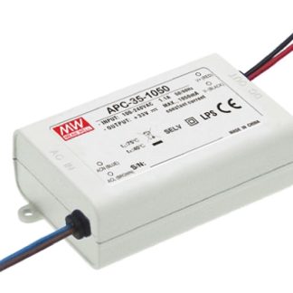 Driver LED Mean Well, 34.7W, IN 127 → 370 V dc, 90 → 264 V ac, OUT 11 → 33V, 1.05A