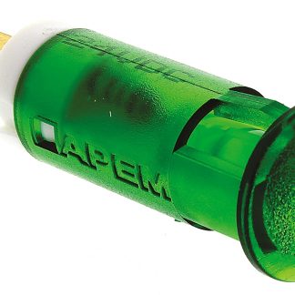 Indicatore da pannello APEM Verde  a LED, 24V cc, foro da 10mm