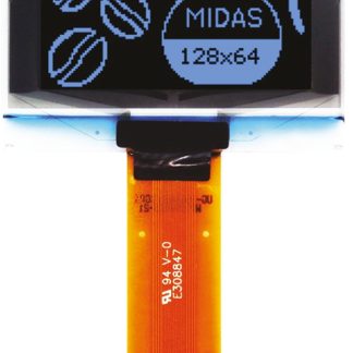 Display OLED Midas, matrice Passivo, Blu, 128 x 64pixels, TAB, I2C, parallelo, SPI Interface