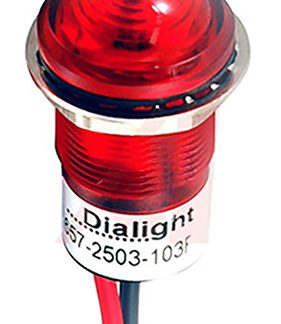 Indicatore da pannello Dialight Rosso  a LED, 24V cc, IP67, Sporgente, foro da 17.5mm