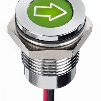 Indicatore da pannello APEM Verde  a LED, 12V cc, IP67, A filo, foro da 14mm