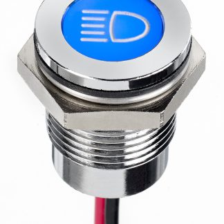 Indicatore da pannello APEM Blu  a LED, 12V cc, IP67, A filo, foro da 14mm