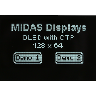 Display OLED Midas, matrice Passivo, Bianco, 128 x 64, COG, I2C, parallelo, SPI Interface