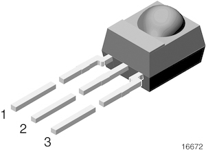 Ricevitore IR Vishay TSOP14238 da 38kHz, range 30m, alimentazione 5.5V