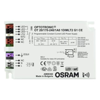 Driver LED Osram, 22W, IN 220 → 240V, OUT 10 → 38V, 70 → 1050mA