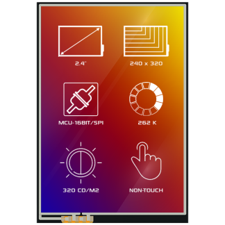 Display LCD TFT 4D Systems, 2.4poll, interfaccia SPI, 240 x 320pixels