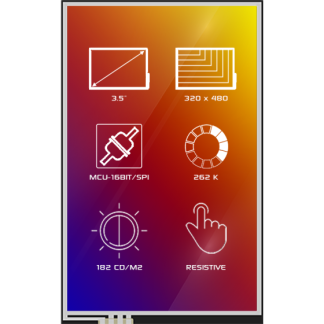 Display LCD TFT 4D Systems, 3.5poll, interfaccia SPI, 320 x 480pixels, touchscreen