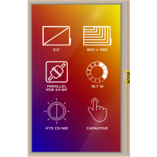Display LCD TFT 4D Systems, 5poll, interfaccia RGB, 800 x 480pixels, touchscreen