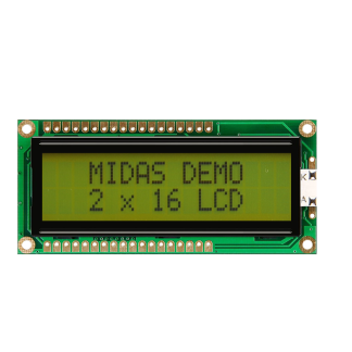 Display monocromatico LCD Midas, LCD, 2x16 caratteri