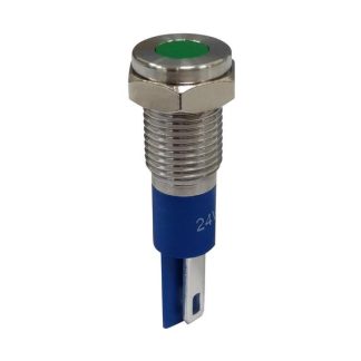 Indicatore da pannello RND Verde  a LED, 24V, foro da 8mm