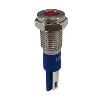 Indicatore da pannello RND Rosso  a LED, 12V, foro da 8mm