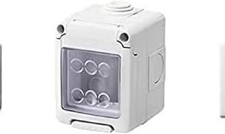 GEWISS - DY01002 Contenitore per apparecchi 27 Combi protetto 2 Posti grigio RAL 7035 IP55 con Nr. 1 Presa Bivalente bianca, Nr. 1 Interruttore bianco