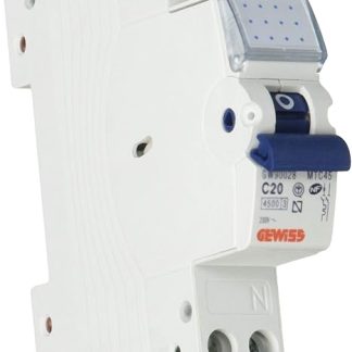Gewiss GW90028 Interruttore Magnetotermico 1P+N 20A 4,5KA, Automatico, Multicolore