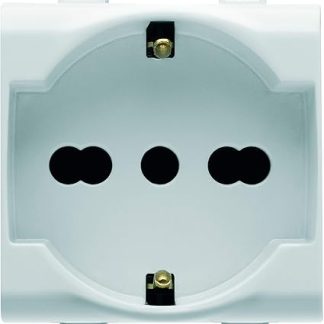 GEWISS - GW10204DY GW10204DY Serie Chorus - Presa Standard Italiano/Tedesco 250V AC, 2P+T 16A Bivalente, 2 Moduli, Bianco, 1 pezzo