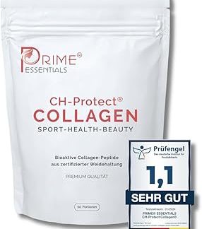 PRIME CH-Protect Коллагеновый порошок [500 г] - Гидролизат коллагена - Пептиды типов 1, 2 и 3 - Биоактивный продукт премиум-класса из Германии - Идеальная растворимость - Безвкусный