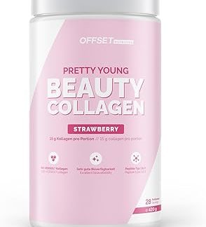OFFSET Nutrition Collagen Strawberry Hydrolysate Powder Plus 420G [с биотином, витамином С и другими компонентами] - Пептиды типа 1 и 3 - 15 г коллагена на порцию - Нейтральный вкус - 13,3 г белка на порцию