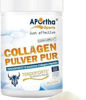 APOrtha Sports Tendoforte Collagen Powder Pure - 300 г порошка, инновационные биоактивные коллагеновые пептиды для сухожилий и связок, 300 г порошка на 2 месяца, без глютена, гипоаллергенный, без лактозы.
