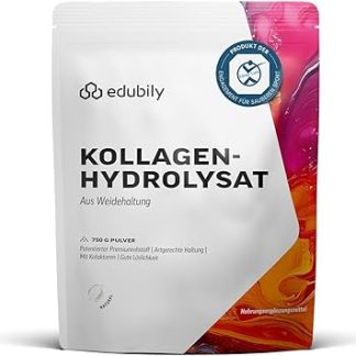 Гидролизат коллагена Edubily - Коллагеновый порошок в качестве высококачественной протеиновой добавки для ежедневного использования - Получен из пастбищного скота, содержит витамин С, цинк, медь, марганец и кремний - 1 порция в день (750 г, без вкуса)
