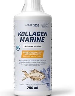 Energybody Морской коллаген Манго-маракуйя 750 мл/Жидкий гидролизат коллагена из рыбы/Морской коллаген с витамином С и биотином/Морской коллаген, 30 порций
