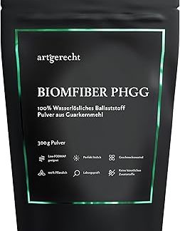 Порошок клетчатки PHGG 300 г - 8,7 г клетчатки на порцию | Растворимая, пребиотическая, хорошо переносится | Низкое содержание FODMAP | Веганский и безглютеновый продукт | Biomfibre Sunfibre