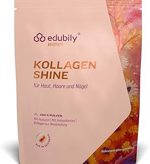 edubily Nutrition Collagen Shine Drink - Напиток красоты с гидролизатом коллагена из молока коров, выращенных на пастбищах, гиалуроновой кислотой, витамином Е, Q10 и биотином (450 г, чистый)
