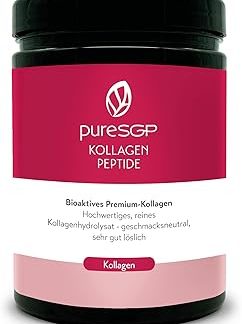 pureSGP Collagen [300 г]: Чистейший коллаген фармацевтического качества - Биоактивные пептиды премиум-класса, изготовленные из высококачественного гидролизата коллагена с витамином С и биотином - Безвкусный - Очень хорошая растворимость