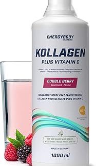 Жидкий коллаген Energybody с витамином С Двойная ягода / 1000 мл / Жидкий коллаген для питья / Гидролизат жидкого коллагена / Коллагеновый протеин / Комплекс коллагена премиум-класса / 40 порций
