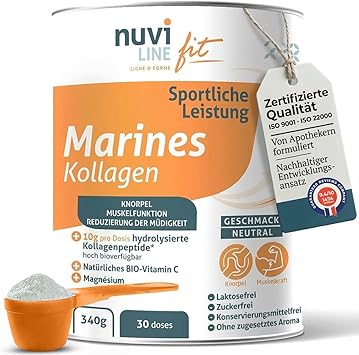 Nuviline Fit Marine Collagen & Morosil Slimming Beauty Red Berry Powder без мальтодекстрина и подсластителей, с гиалуроновой кислотой, клетчаткой и витамином С (до/после тренировки - 340 г)