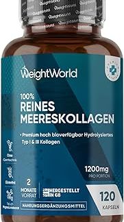 Капсулы Weightworld Naticol Collagen, 1170 мг, чистый морской коллаген, 120 капсул, гидролизат типа 1, протестировано в лаборатории Германии, с чистым коллагеновым протеиновым порошком.
