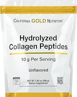 Гидролизованные коллагеновые пептиды California Gold Nutrition, тип I и III, без вкуса, 7,05 унций (200 г)