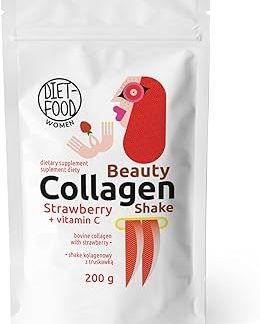 Diet-food - Коллагеновый коктейль красоты - Коллагеновый порошок с витамином С - Биологически активная добавка - Коллагеновый напиток красоты - 200 г - Клубничный вкус
