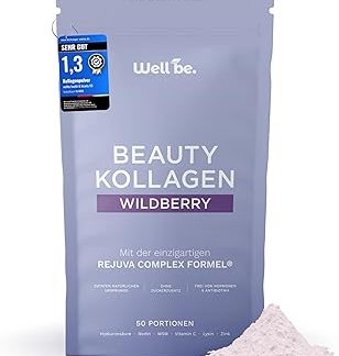 Коллагеновый порошок Wellbe со вкусом лесных ягод, высокая доза, с гидролизатом коллагена для максимальной биоактивности, биотин, цинк, витамин С, гиалуроновая кислота, пептидный порошок, произведено в Германии.