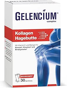 GELENCIUM® Kollagen Hagebutte с витамином C – 5000 мг TENDOFORTE® Kollagen – 625 мг 4:1 Hagebutten-Extractt с 92 мг натурального витамина C – Trinkgel Sticks ohne Zuckerzusatz