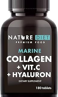 Nature Diet - Морской коллаген с гиалуроновой кислотой и витамином С, 180 таблеток, 500 мг, Пептан F, рыбий коллаген