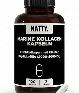 NATTY Морские коллагеновые пептиды - 120 капсул 2000-5000 ДА - Высокодозированный гидролизат коллагена из рыбного коллагена в капсулах для спортивных тренировок, суставов, кожи, волос, повышения производительности, регенерации коллагеновых пептидов.