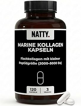 NATTY Морские коллагеновые пептиды - 120 капсул 2000-5000 ДА - Высокодозированный гидролизат коллагена из рыбного коллагена в капсулах для спортивных тренировок, суставов, кожи, волос, повышения производительности, регенерации коллагеновых пептидов.